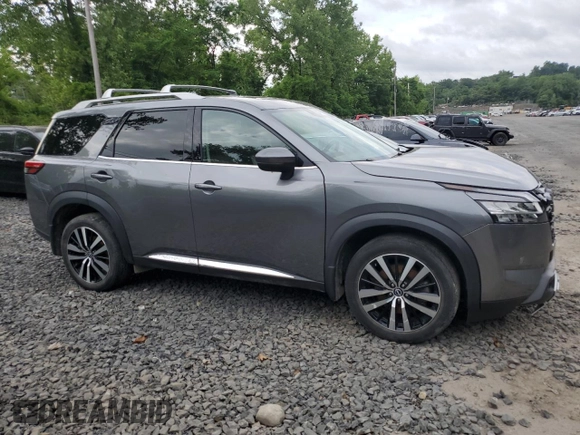 2023 Nissan Pathfinder Platinum with VIN 5N1DR3DK6PC228996, listed as a Copart auction lot 63266985 with 24,356 mi miles and Salvage title. Bid and sale history available at DreamBid. Image 4.