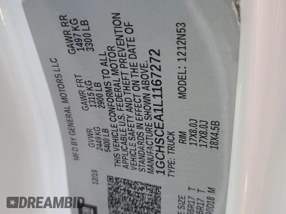 2020 Chevrolet Colorado 2WD LT with VIN 1GCHSCEA1L1167272, listed as a Copart auction lot 53169045 with 41,201 mi miles and Clean Title. Bid and sale history available at DreamBid. Image 13.