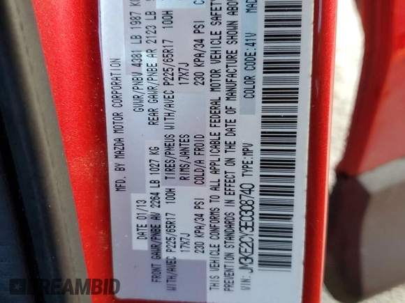 2014 Mazda CX-5 Touring с VIN JM3KE2CY3E0308740, выставлен на аукционе Copart как лот 88127365 с пробегом 137 690 миль миль и Списание • Salvage title. История ставок и продаж доступна на DreamBid. Изображение 15.