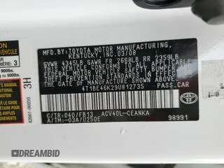 2009 Toyota Camry with VIN 4T1BE46K29U812735, listed as a Copart auction lot 54399665 with 150,542 mi miles and Salvage Title. Bid and sale history available at DreamBid. Image 12.