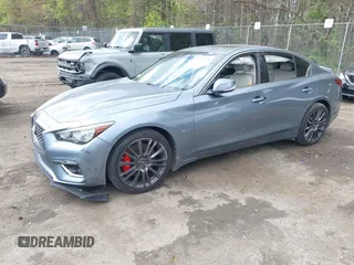 2018 Infiniti Q50 3.0t LUXE with VIN JN1EV7AP1JM590220, listed as a IAAI auction lot 42049026 with 88,985 mi miles. Bid and sale history available at carsss.com. Image 2.