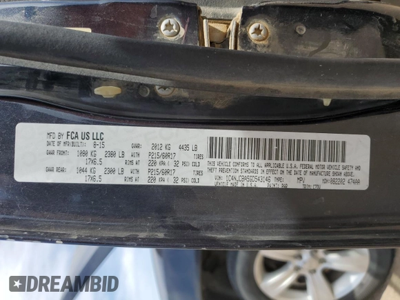 2016 Jeep Compass Sport z VIN 1C4NJCBA5GD543146, wystawiony jako Copart lot #57117905 z przebiegiem 100 569 mil mil oraz Szkoda całkowita • Salvage title. Historia ofert i sprzedaży dostępna na DreamBid. Obrazek 14.
