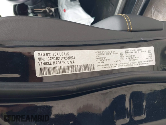2023 Dodge Durango R/T Plus с VIN 1C4SDJCT0PC580531, выставлен на аукционе IAAI как лот 42067472 с пробегом 17 103 миль миль и . История ставок и продаж доступна на DreamBid. Изображение 9.