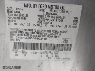 2016 Ford Edge SEL with VIN 2FMPK4J95GBB32480, listed as a IAAI auction lot 41762077 with 150,964 mi miles. Bid and sale history available at carsss.com. Image 9.
