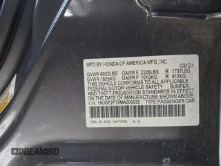 2021 Acura ILX Premium z VIN 19UDE2F70MA006935, wystawiony jako IAAI lot #41381744 z przebiegiem 96 057 mil mil oraz . Historia ofert i sprzedaży dostępna na DreamBid. Obrazek 9.