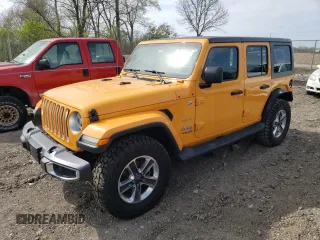 2018 Jeep Wrangler Unlimited Sahara z VIN 1C4HJXEG0JW101424, wystawiony jako Copart lot #52284845 z przebiegiem 67 771 mil mil oraz Szkoda całkowita • Salvage title. Historia ofert i sprzedaży dostępna na DreamBid. Obrazek 1.
