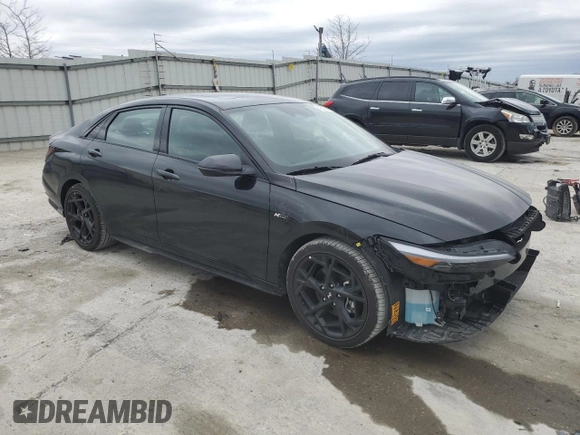2025 Hyundai Elantra N Line z VIN KMHLR4DF5SU872495, wystawiony jako Copart lot #49594045 z przebiegiem 532 mil mil oraz Szkoda całkowita • Salvage title. Historia ofert i sprzedaży dostępna na DreamBid. Obrazek 4.