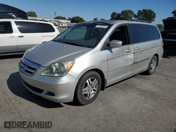 2005 Honda Odyssey EX-L z VIN 5FNRL386X5B407129, wystawiony jako Copart lot #56366655 z przebiegiem 181 893 mil mil oraz Szkoda całkowita • Salvage title. Historia ofert i sprzedaży dostępna na DreamBid. Obrazek 1.