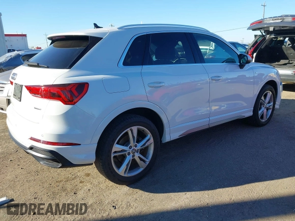 2020 Audi Q3 S line Premium Plus with VIN WA1EECF36L1103748, listed as a IAAI auction lot 41368428 with 21,155 mi miles and . Bid and sale history available at DreamBid. Image 4.
