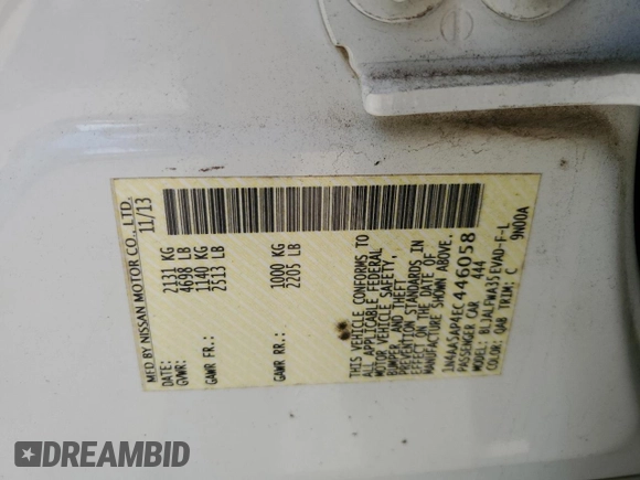 2014 Nissan Maxima SV z VIN 1N4AA5AP4EC446058, wystawiony jako Copart lot #51843385 z przebiegiem 98 481 mil mil oraz Szkoda całkowita • Salvage title. Historia ofert i sprzedaży dostępna na DreamBid. Obrazek 14.