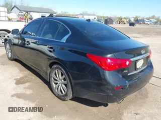 2015 Infiniti Q50 Premium with VIN JN1BV7AR2FM396677, listed as a IAAI auction lot 42017514 with 98,967 mi miles. Bid and sale history available at carsss.com. Image 3.