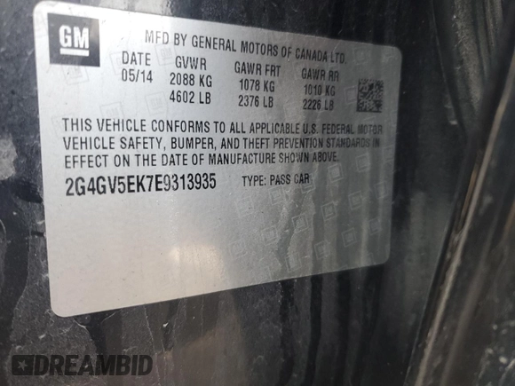 2014 Buick Regal with VIN 2G4GV5EK7E9313935, listed as a Copart auction lot 46657115 with 0 mi miles and Salvage Title. Bid and sale history available at carsss.com. Image 13.