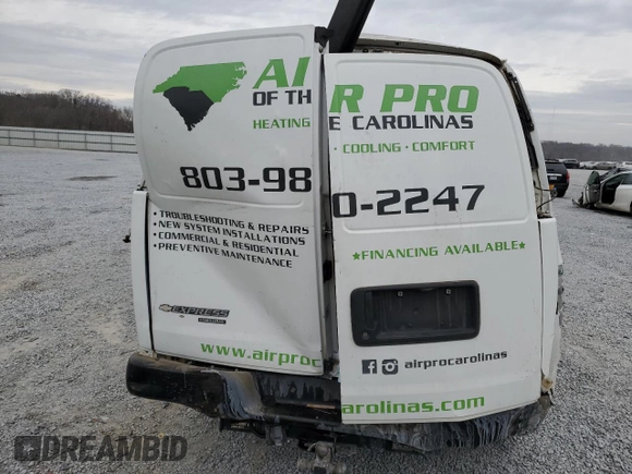 2012 Chevrolet Express Cargo with VIN 1GCZGUCG6C1192848, listed as a Copart auction lot 42388714 with Not Provided miles and Salvage Title. Bid and sale history available at DreamBid. Image 6.