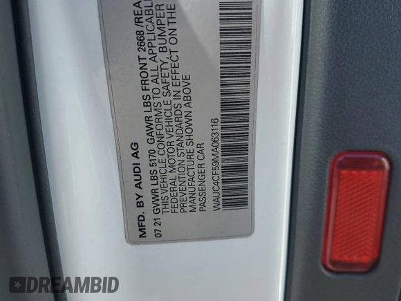 2021 Audi S5 Sportback Premium Plus z VIN WAUC4CF59MA063116, wystawiony jako Copart lot #47308805 z przebiegiem 49 688 mil mil oraz Szkoda całkowita • Salvage title. Historia ofert i sprzedaży dostępna na DreamBid. Obrazek 12.