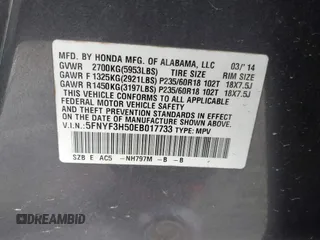 2014 Honda Pilot EX-L with VIN 5FNYF3H50EB017733, listed as a IAAI auction lot 41370236 with 133,211 mi miles. Bid and sale history available at carsss.com. Image 9.