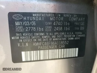 2006 Hyundai Azera SE with VIN KMHFC46F96A118552, listed as a Copart auction lot 50934395 with 122,210 mi miles and Salvage Title. Bid and sale history available at carsss.com. Image 12.
