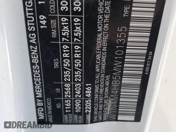 2021 Mercedes-Benz GLB 250 z VIN W1N4M4HB5MW101355, wystawiony jako Copart lot #57810035 z przebiegiem 32 432 mil mil oraz Szkoda całkowita • Salvage title. Historia ofert i sprzedaży dostępna na DreamBid. Obrazek 13.