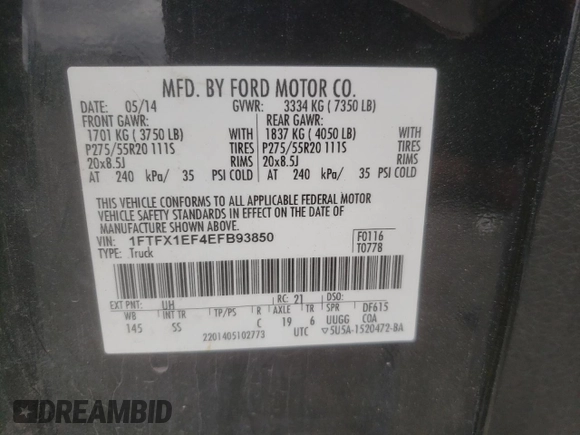 2014 Ford F-150 XL with VIN 1FTFX1EF4EFB93850, listed as a Copart auction lot 86878034 with 93,069 mi miles and Clean Title. Bid and sale history available at carsss.com. Image 15.