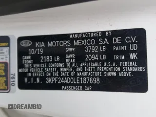 2020 Kia Forte LXS with VIN 3KPF24AD0LE187698, listed as a Copart auction lot 49779765 with 59,112 mi miles and Salvage Title. Bid and sale history available at carsss.com. Image 13.