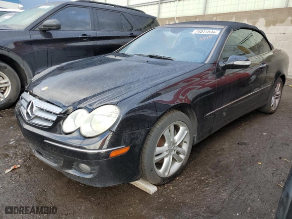 2007 Mercedes-Benz CLK-Class 3.5L with VIN WDBTK56F97T074525, listed as a Copart auction lot 74511594 with 125,279 mi miles and Salvage Title. Bid and sale history available at carsss.com. Image 1.