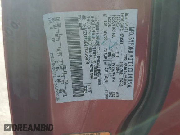 2002 Ford Explorer XLT z VIN 1FMZU73E42ZA95815, wystawiony jako Copart lot #60859075 z przebiegiem 194 308 mil mil oraz Nie do naprawy • Non repairable. Historia ofert i sprzedaży dostępna na DreamBid. Obrazek 12.
