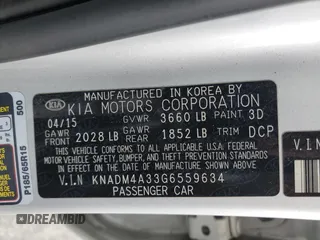 2016 Kia Rio LX with VIN KNADM4A33G6559634, listed as a Copart auction lot 53919115 with 166,854 mi miles and Clean Title. Bid and sale history available at carsss.com. Image 12.