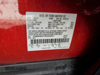 2024 Ford Explorer XLT with VIN 1FMSK8DH7RGA42621, listed as a Copart auction lot 47085265 with 7,171 mi miles and Salvage Title. Bid and sale history available at carsss.com. Image 13.