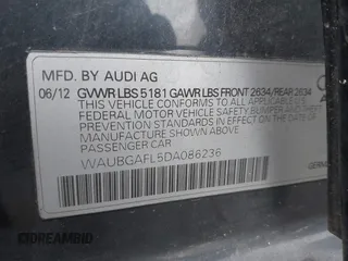 2013 Audi S4 Premium Plus with VIN WAUBGAFL5DA086236, listed as a IAAI auction lot 41948532 with 116,279 mi miles. Bid and sale history available at carsss.com. Image 9.