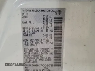 2015 Nissan Pathfinder SL с VIN 5N1AR2MM2FC700978, выставлен на аукционе Copart как лот 56072585 с пробегом 132 675 миль миль и Списание • Salvage title. История ставок и продаж доступна на DreamBid. Изображение 13.
