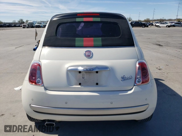 2012 FIAT 500 Gucci with VIN 3C3CFFER4CT271886, listed as a Copart auction lot 47859275 with 104,608 mi miles and Salvage Title. Bid and sale history available at carsss.com. Image 6.