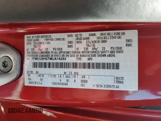 2021 Ford Escape SEL с VIN 1FMCU9H67MUA14292, выставлен на аукционе Copart как лот 61472095 с пробегом 33 270 миль миль и Списание • Salvage title. История ставок и продаж доступна на DreamBid. Изображение 14.