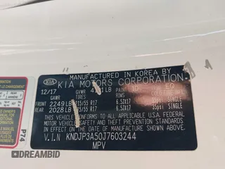 2018 Kia Soul + with VIN KNDJP3A50J7603244, listed as a IAAI auction lot 41670375 with 121,528 mi miles. Bid and sale history available at carsss.com. Image 9.