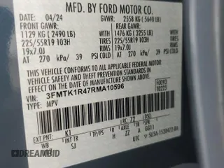 2024 Ford Mustang Mach-E Select with VIN 3FMTK1R47RMA10596, listed as a Copart auction lot 58594865 with 19,862 mi miles and Salvage title. Bid and sale history available at DreamBid. Image 13.