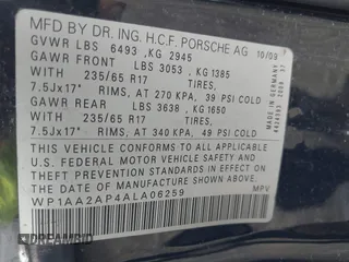 2010 Porsche Cayenne с VIN WP1AA2AP4ALA06259, выставлен на аукционе IAAI как лот 42185601 с пробегом 112 924 миль миль и . История ставок и продаж доступна на DreamBid. Изображение 9.