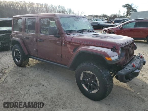 2021 Jeep Wrangler Unlimited Rubicon with VIN 1C4JJXFM1MW684094, listed as a Copart auction lot 88684435 with 35,686 mi miles and Salvage Title. Bid and sale history available at carsss.com. Image 4.