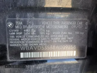 2008 BMW 3 Series 335xi with VIN WBAVD53538A009258, listed as a Copart auction lot 46369055 with 167,497 mi miles and Salvage Title. Bid and sale history available at carsss.com. Image 12.
