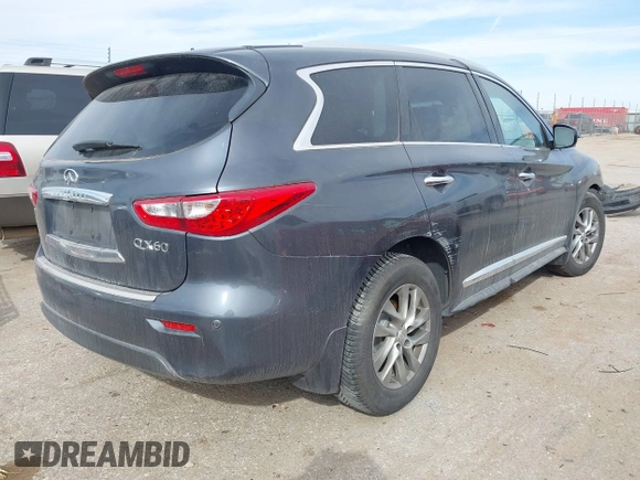 2014 Infiniti QX60 with VIN 5N1AL0MM2EC543778, listed as a IAAI auction lot 41587616 with Not Provided miles and . Bid and sale history available at carsss.com. Image 4.