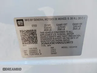 2022 Chevrolet Equinox LS with VIN 3GNAXSEV6NS219973, listed as a IAAI auction lot 41646434 with 22,266 mi miles. Bid and sale history available at carsss.com. Image 9.