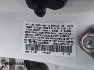 2019 Honda Insight LX with VIN 19XZE4F10KE010635, listed as a IAAI auction lot 42084158 with 105,606 mi miles and . Bid and sale history available at carsss.com. Image 9.