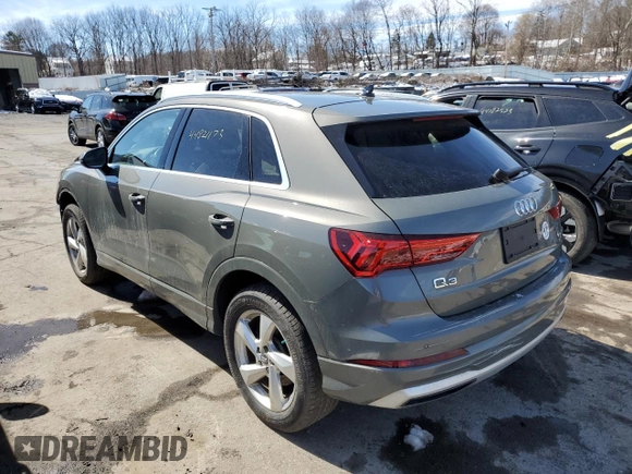 2020 Audi Q3 Premium with VIN WA1AECF33L1016503, listed as a Copart auction lot 44821173 with 34,078 mi miles. Bid and sale history available at carsss.com. Image 2.
