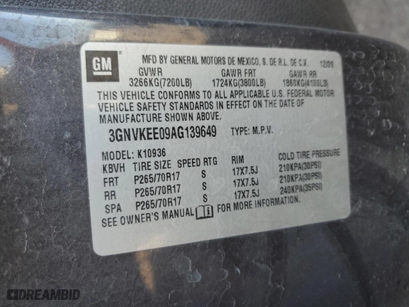 2010 Chevrolet Avalanche LS with VIN 3GNVKEE09AG139649, listed as a Copart auction lot 47653345 with 192,471 mi miles and Salvage Title. Bid and sale history available at carsss.com. Image 14.