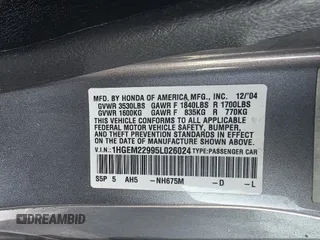 2005 Honda Civic EX with VIN 1HGEM22995L026024, listed as a IAAI auction lot 42020943 with 183,458 mi miles and . Bid and sale history available at DreamBid. Image 8.