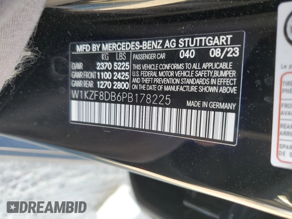 2023 Mercedes-Benz E-Class E 350 with VIN W1KZF8DB6PB178225, listed as a Copart auction lot 77495484 with 7,315 mi miles and Clean Title. Bid and sale history available at carsss.com. Image 12.