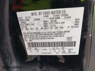 2010 Ford Escape XLT with VIN 1FMCU0DG5AKD45566, listed as a IAAI auction lot 41232118 with 166,816 mi miles. Bid and sale history available at carsss.com. Image 9.