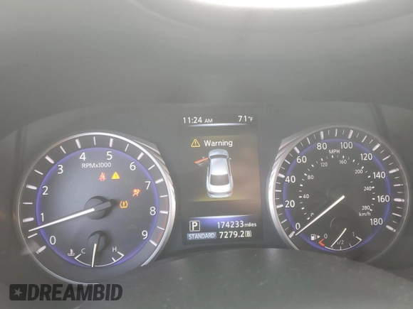 2014 Infiniti Q50 with VIN JN1BV7AP0EM688292, listed as a Copart auction lot 44427385 with 174,233 mi miles and Salvage title. Bid and sale history available at DreamBid. Image 9.