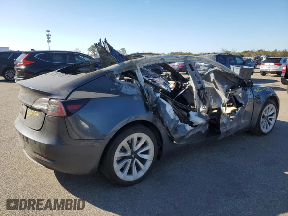 2022 Tesla Model 3 with VIN 5YJ3E1EA7NF335948, listed as a Copart auction lot 46820795 with Not Provided miles and Salvage Title. Bid and sale history available at DreamBid. Image 3.