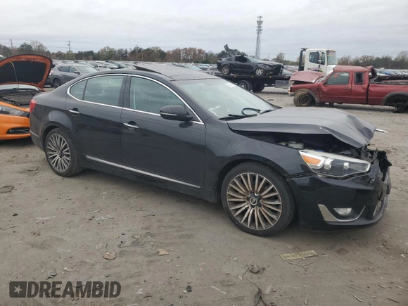 2014 Kia Cadenza Premium with VIN KNALN4D71E5124055, listed as a Copart auction lot 80391974 with 54,363 mi miles and Salvage Title. Bid and sale history available at carsss.com. Image 4.