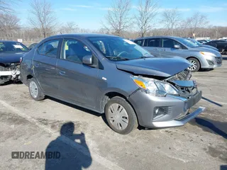 2021 Mitsubishi Mirage G4 ES with VIN ML32FUFJ0MHF00607, listed as a IAAI auction lot 41448300 with 30,045 mi miles. Bid and sale history available at carsss.com. Image 1.