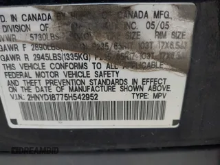 2005 Acura MDX Touring z VIN 2HNYD18775H542952, wystawiony jako IAAI lot #42396508 z przebiegiem 181 466 mil mil oraz . Historia ofert i sprzedaży dostępna na DreamBid. Obrazek 9.