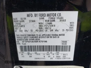 2009 Ford F-150 XL z VIN 1FTPW14V59FA75196, wystawiony jako IAAI lot #42361376 z przebiegiem 218 536 mil mil oraz . Historia ofert i sprzedaży dostępna na DreamBid. Obrazek 9.